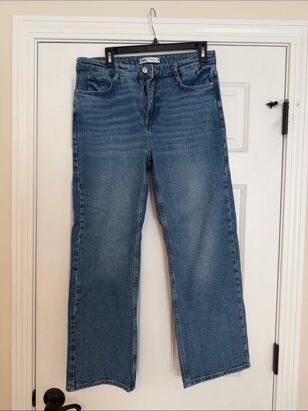Zara High Rise Blue Wide Straight Denim Jeans